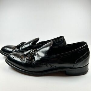 BOSTONIAN Stress Relief Black Leather Wingtip Tassel Loafers Dress Shoes 9.5 D